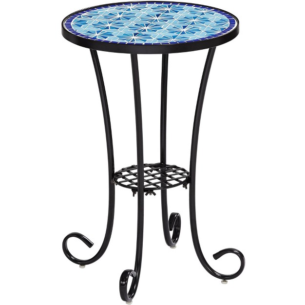 Wide Blue Star Mosaic Tabletop For Front Porch Patio Home House