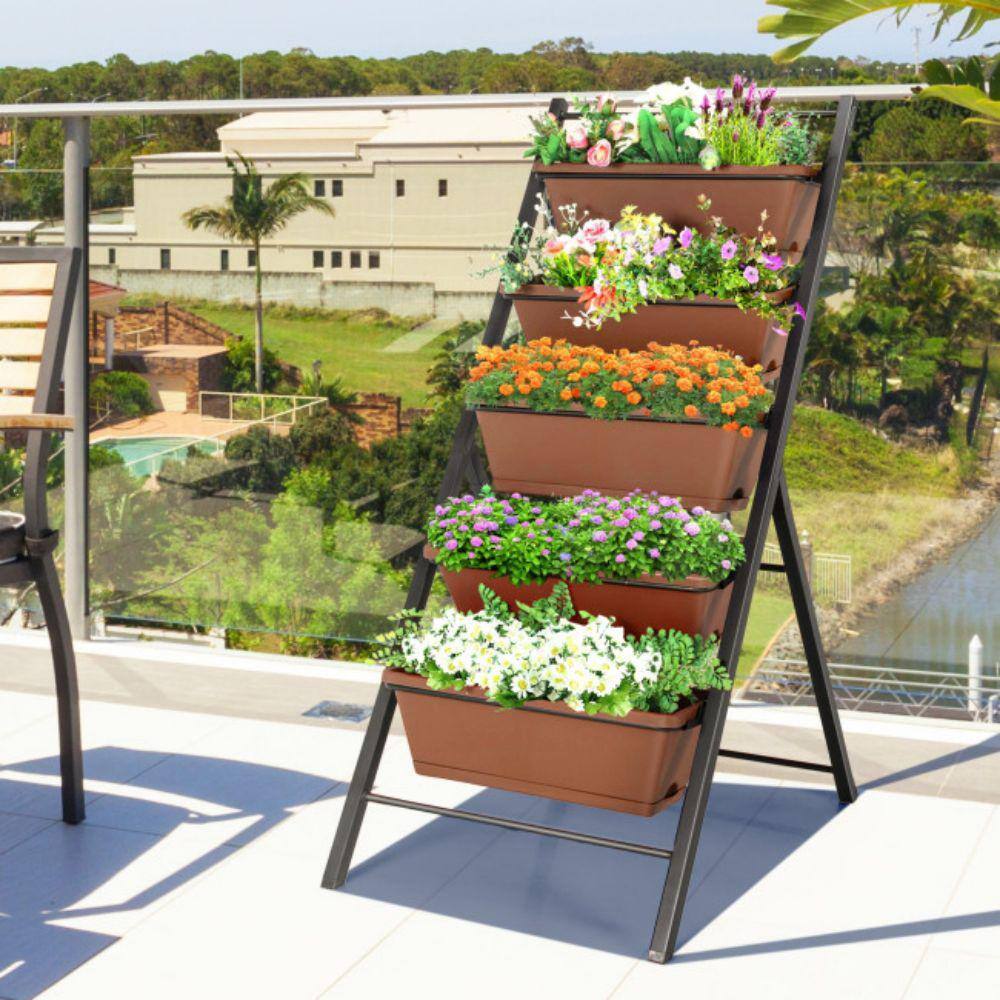 Alpulon 5-Tier 48.5 in. H Brown Vertical Raised Garden Bed ZMWV198