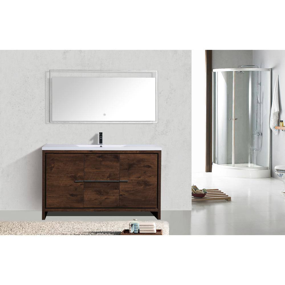 Moreno Bath Dolce 60 in. W Bath Vanity in Rosewood with Reinforced Acrylic Vanity Top in White with White Basin MD660SRW