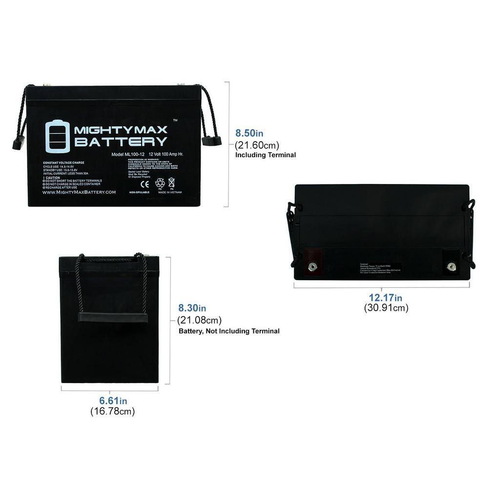 MIGHTY MAX BATTERY 12V 100Ah SLA Replacement Battery for Leoch LPC12-100 MAX3960880