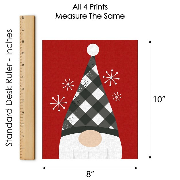 Big Dot Of Happiness Christmas Gnomes Unframed Holiday Linen Paper Wall Art Set Of 4 Artisms 8 X 10 Inches