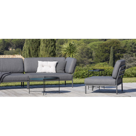 Fauteuil salon de jardin modulable HOUE Level - Aluminium / Sunbrella