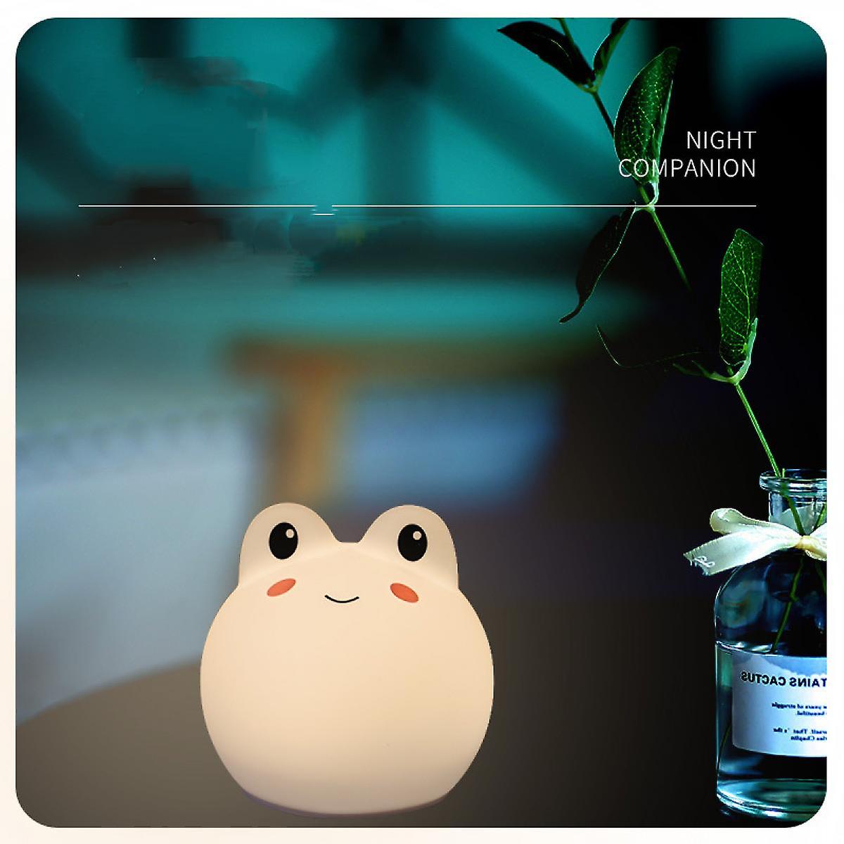 Night Light Kids， Baby Night Light-cute Baby Silicone Touch Frog Light With 7 Colors Changing， Usb Rechargeable  For Children Christmas Gifts