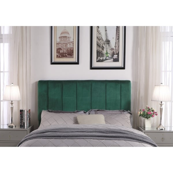 Chic Home Anwar Velvet Upholstered Vertical Striped Headboard - - 21529733