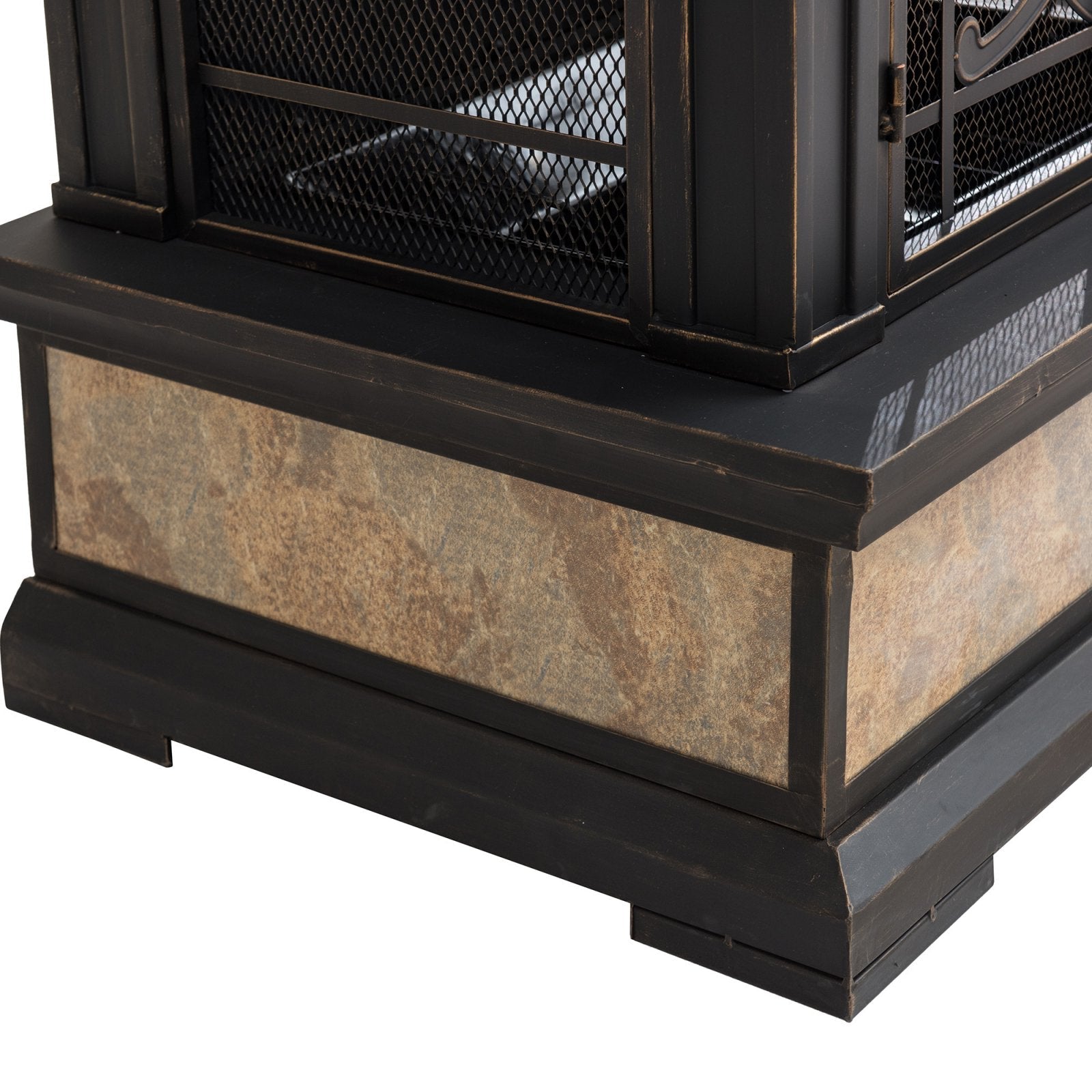 Heirloom Slate Fireplace-Black With Golden Brush