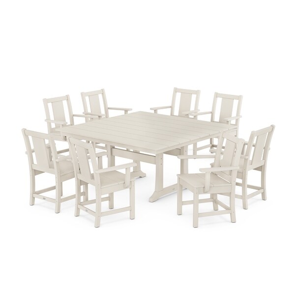 POLYWOOD Prairie 9Piece Square Farmhouse Dining Set with Trestle Legs