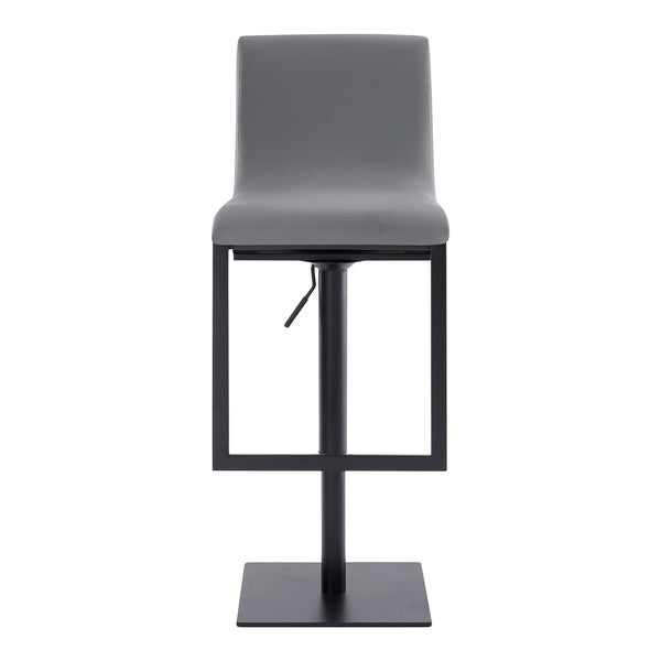 Armen Living Victory Swivel Barstool in Steel and Grey Faux Leather