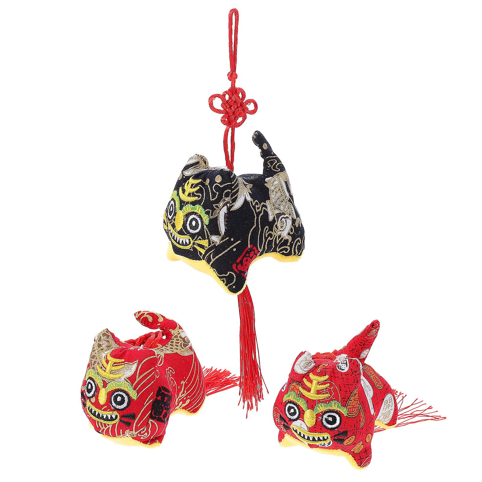 3pcs Cloth Tiger Doll Toy 2022 New Year Tiger Doll Tiger Design Adornment (random Style)