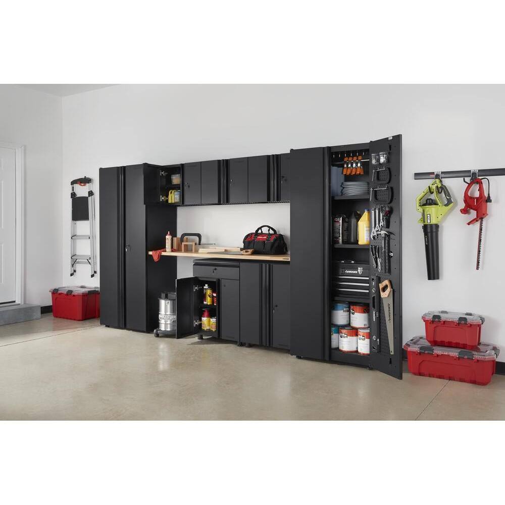 Husky 8-Piece Regular Duty Welded Steel Garage Storage System in Black (133 in. W x 75 in. H x 19 in. D) GS13208-1DWO