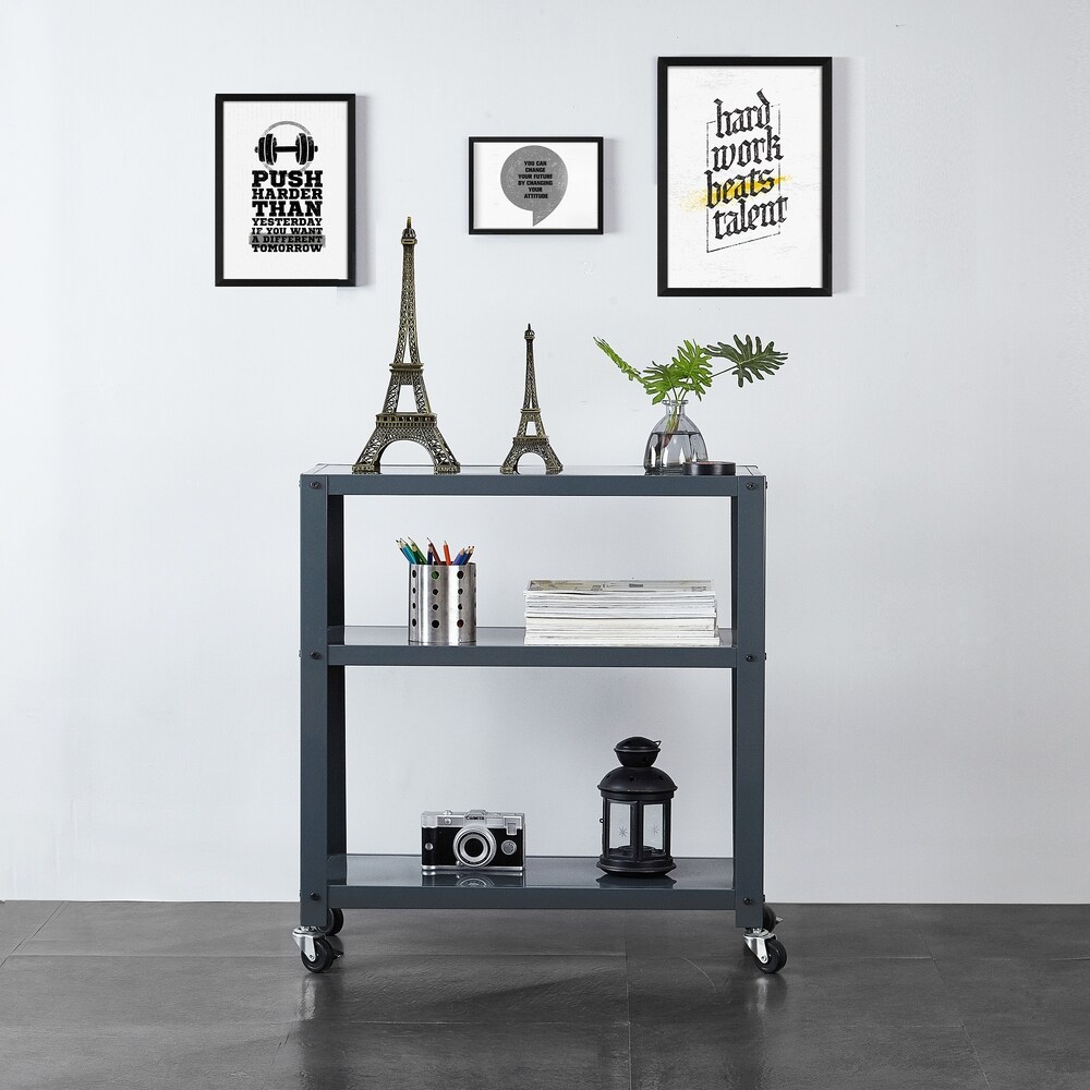 3 tier Blue/Grey/White Metal Bookcase