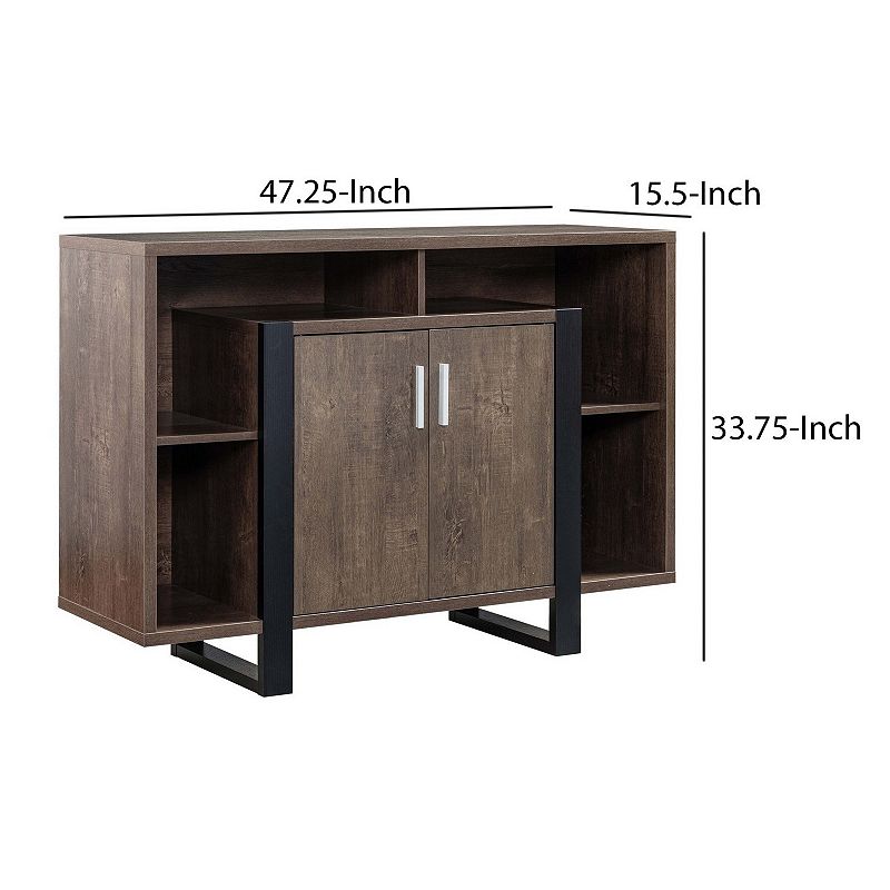 Zale 47 Inch Wood Buffet Sideboard Console， 1 Cabinet， Sled Base， Brown