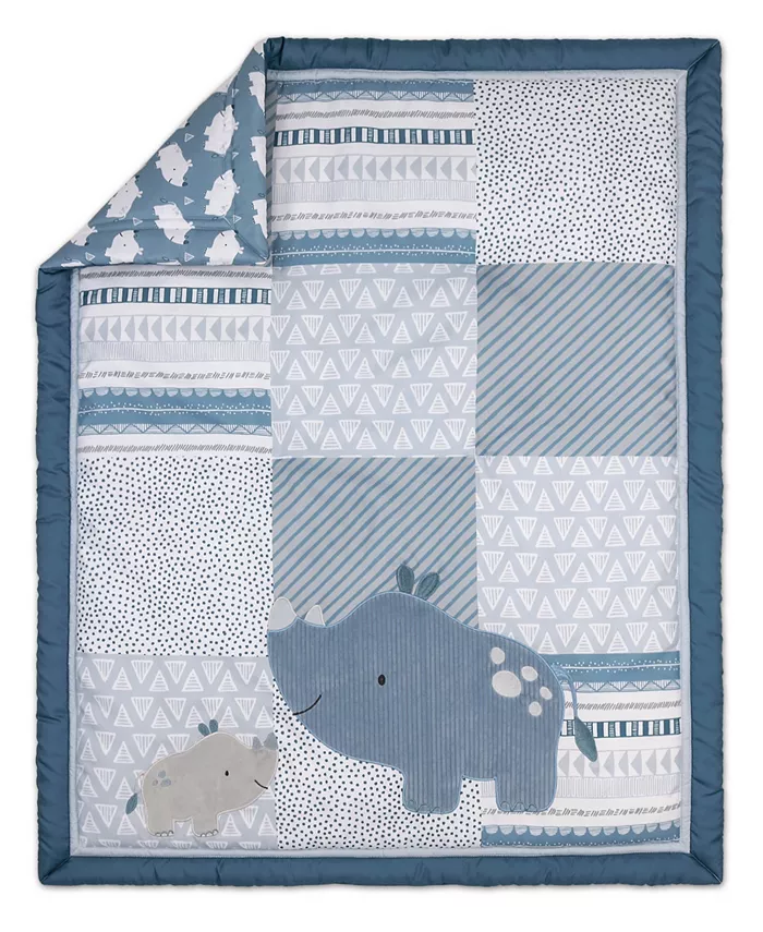 The Peanutshell Rhino Crib Bedding Set  3 Piece