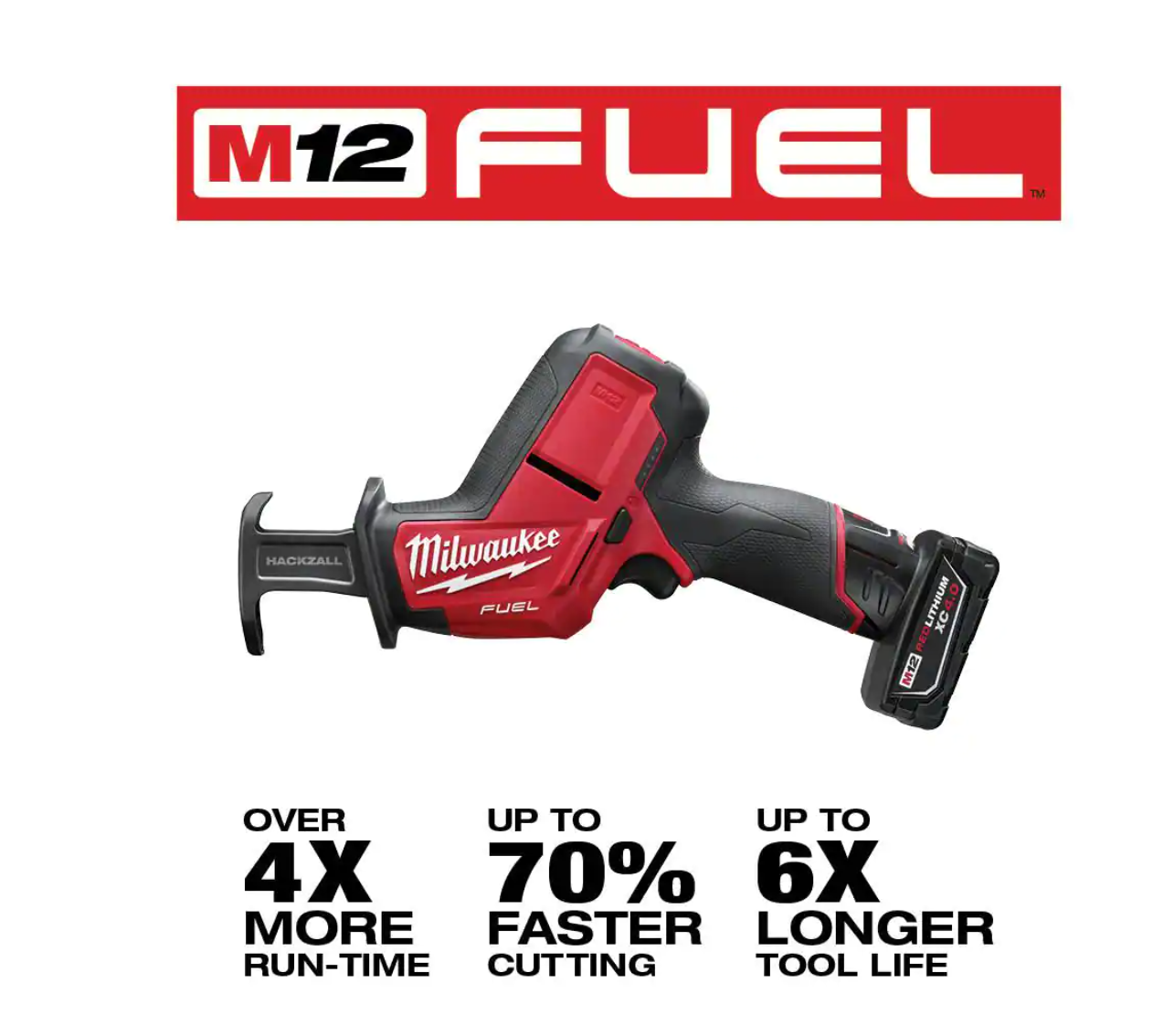 Milwaukee 2520-21XC M12 FUEL 12V Lithium-Ion Brushless Cordless HACKZALL Reciprocating Saw Kit w/ One 4.0Ah Batteries Charger and Tool Bag