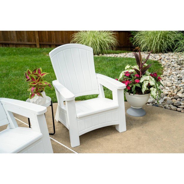 Elements Adirondack Chair With Storage White Suncast