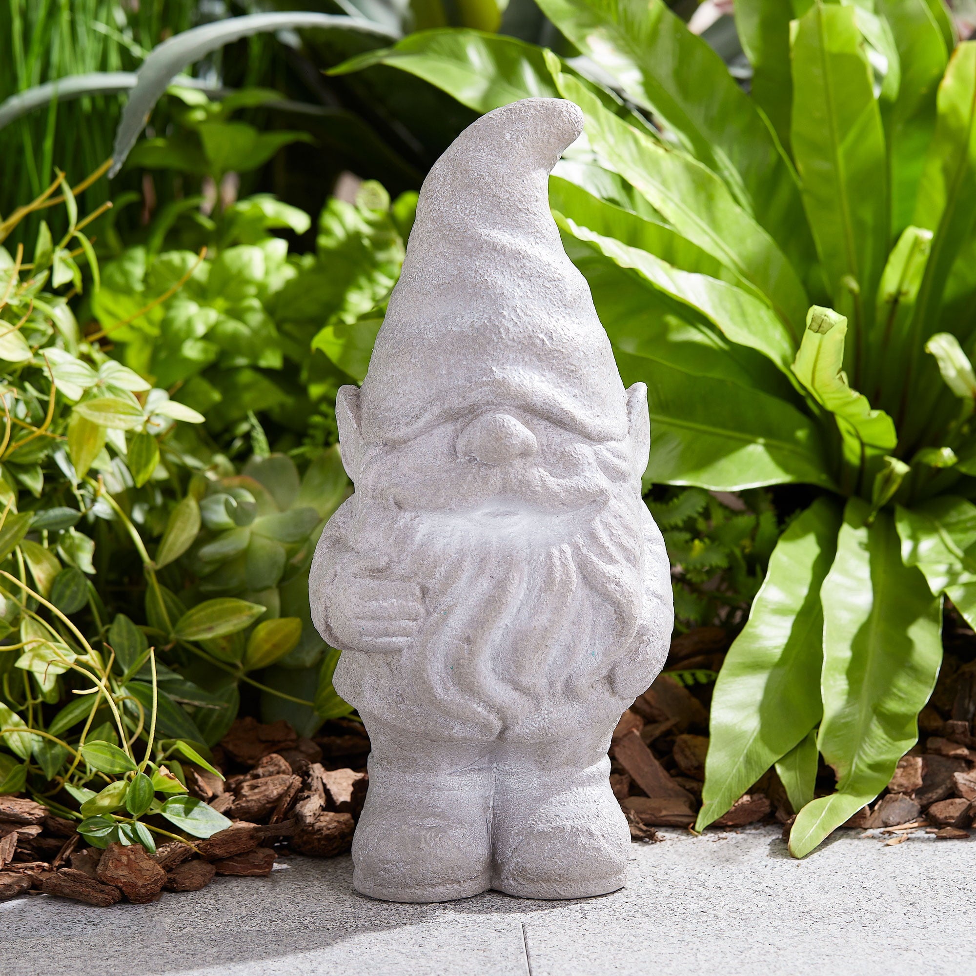 BHG Outdoor Grey Gnome Garden Statue, 5.75in L x 4.75in W x 12.5in H