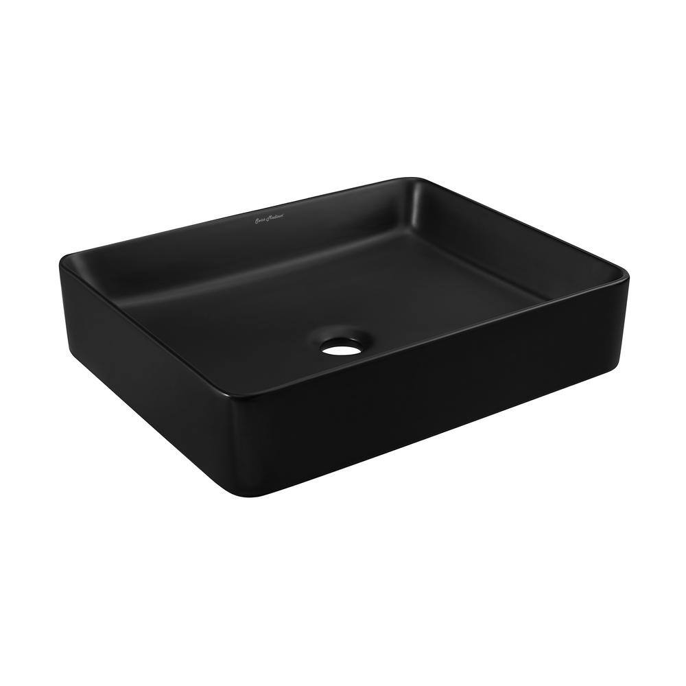 Swiss Madison Concorde Matte Black Ceramic Rectangle Vessel Sink SM-VS242MB