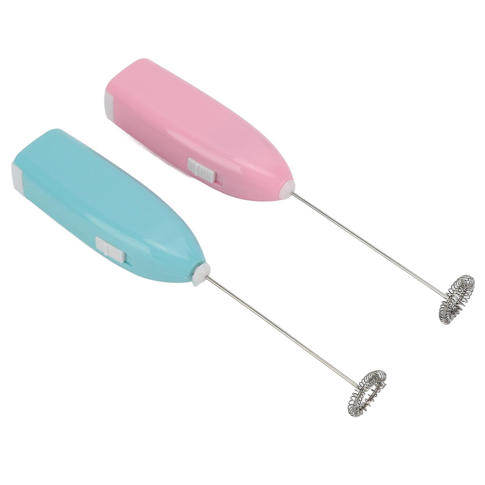 2pcs Mini Hand Mixer High Speed Motor One Hand Operation Durable Rustproof Stainless Steel Electric Stirrer