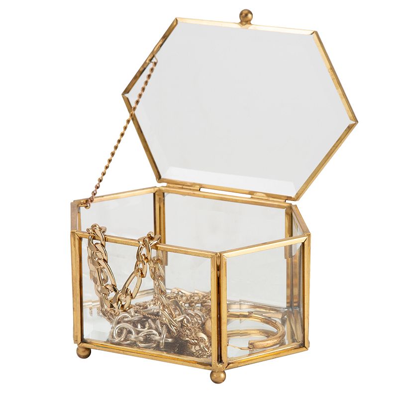 Home Details Vintage Mirrored Bottom Diamond Shape Keepsake Box