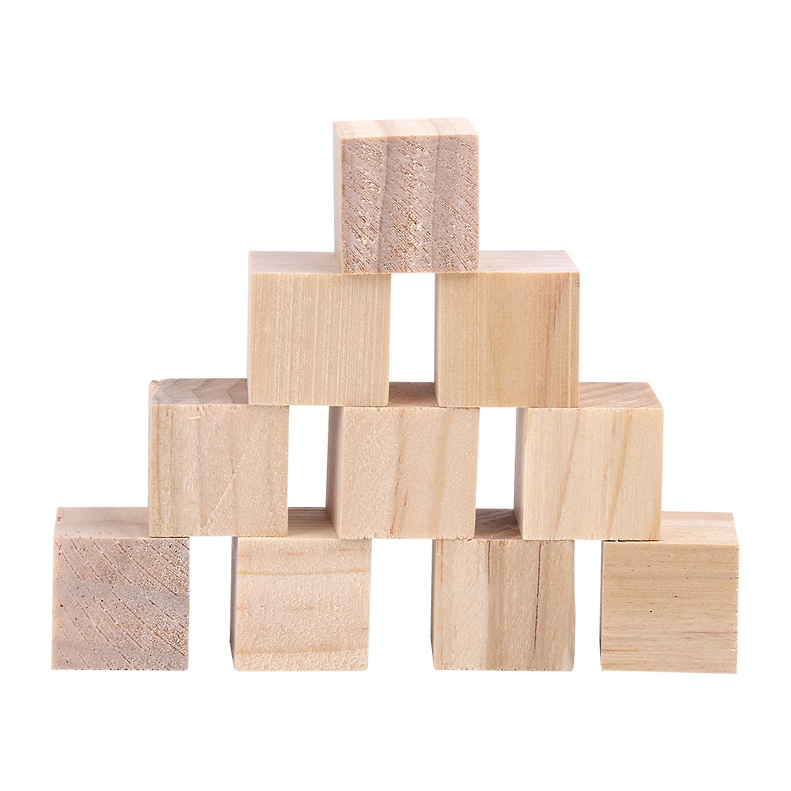 20pcs Natural Square Wooden Blocks Cubes For Diy Crafts Handmade Woodcrafts Toy Home Decor 20mm