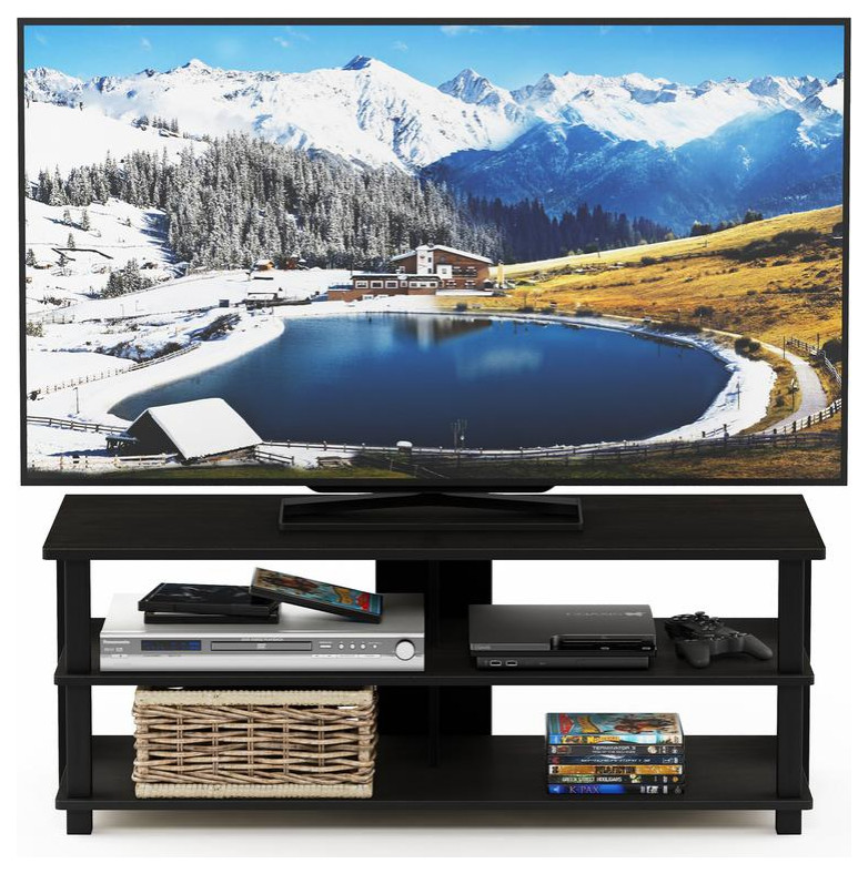 Sully 3 Tier TV Stand for TV up to 50  Espresso/Black  17077EX/BK   Transitional   Entertainment Centers And Tv Stands   by VirVentures  Houzz