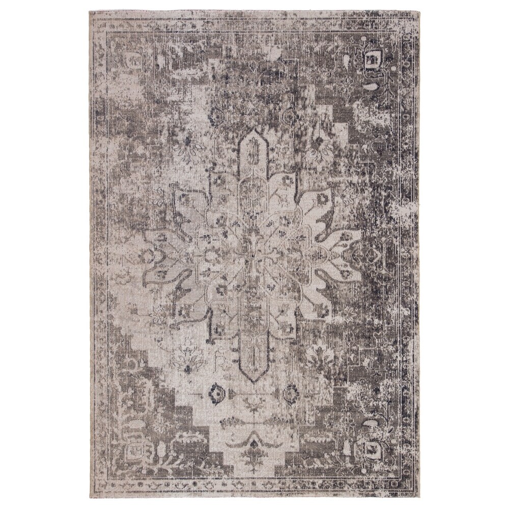 The Gray Barn Whitfield Grey and Ivory Medallion Runner Rug