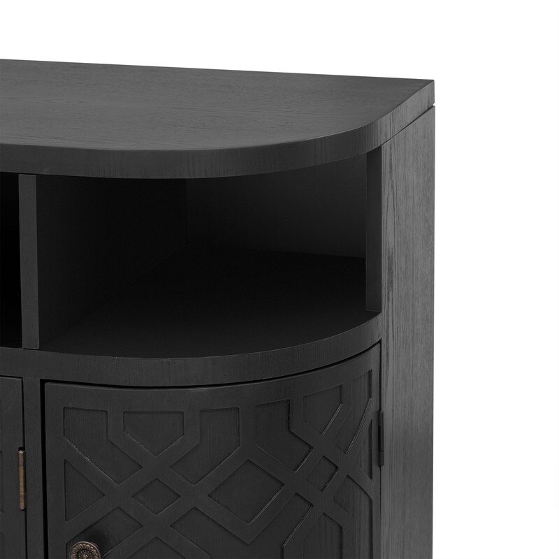 Curved Design Luxury Sideboard Storage Cabinet with 4 Doors and Adjustable Shelves  Buffet Cabinet with Storage for Entrances