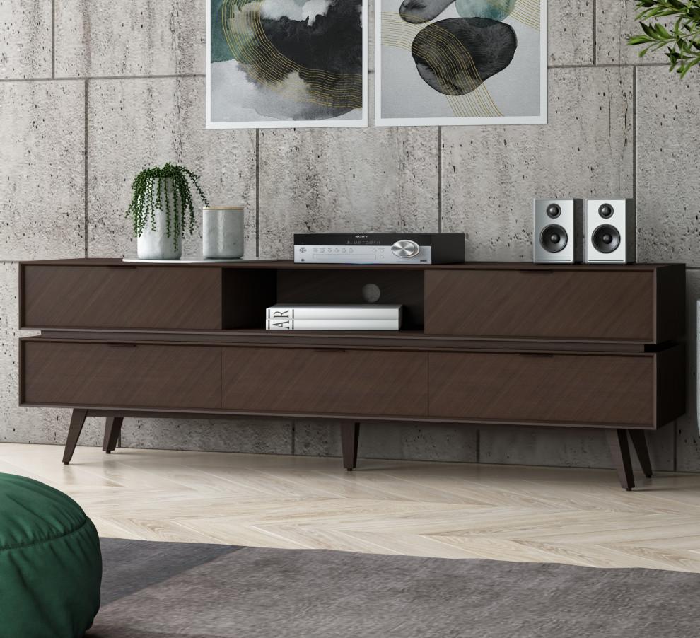 Modrest Roger Mid Century Acacia TV Stand   Midcentury   Entertainment Centers And Tv Stands   by Vig Furniture Inc.  Houzz