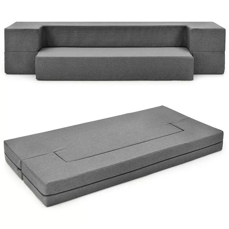 8 Inch Convertible Folding Sofa Bed With Washable Cover-Queen Size