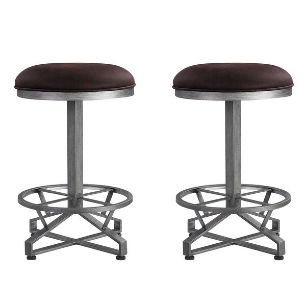 Set of 2 Counter Height Stool in Rustic Brown and Black