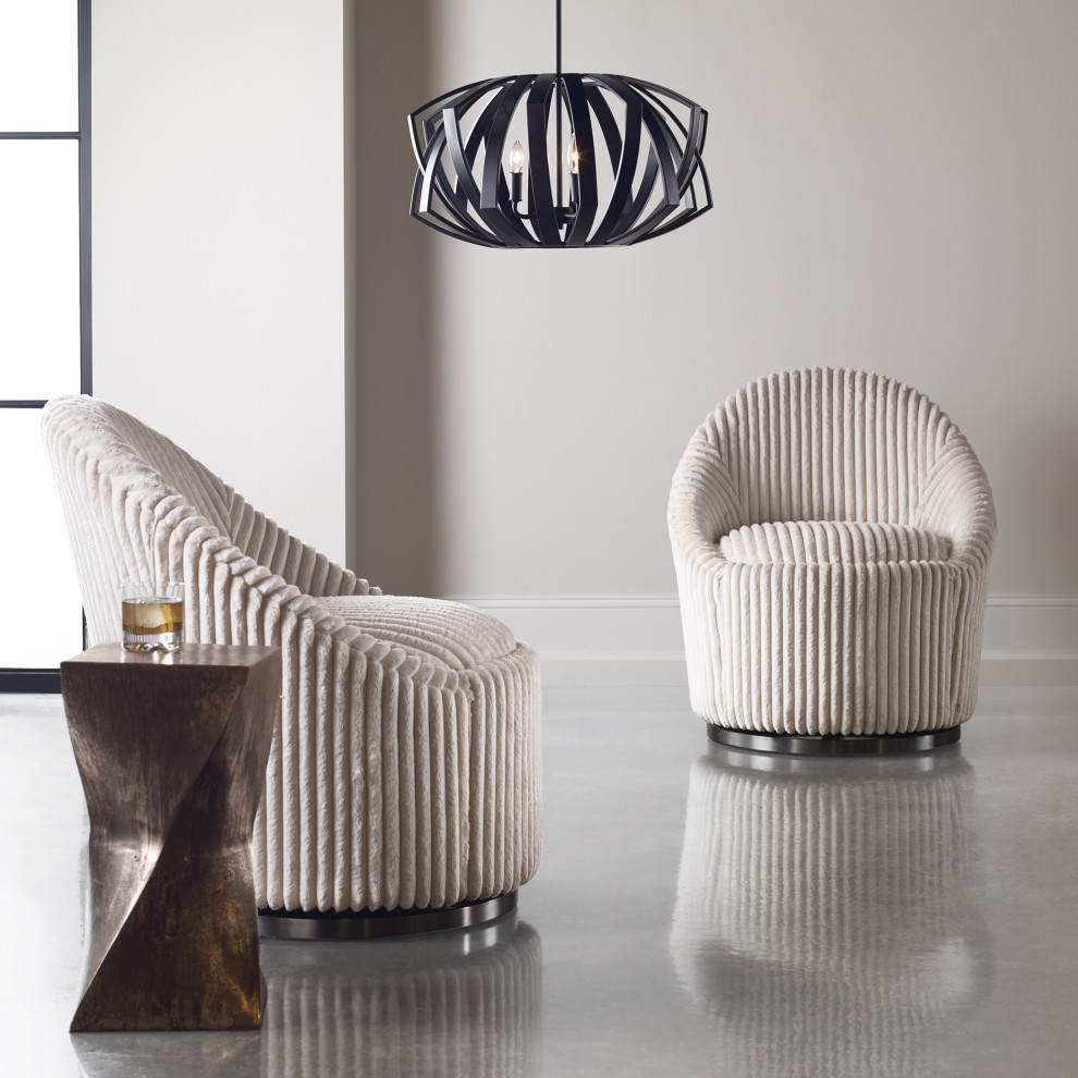 Uttermost Crue White Swivel Chair   Contemporary   Armchairs And Accent Chairs   by HedgeApple  Houzz