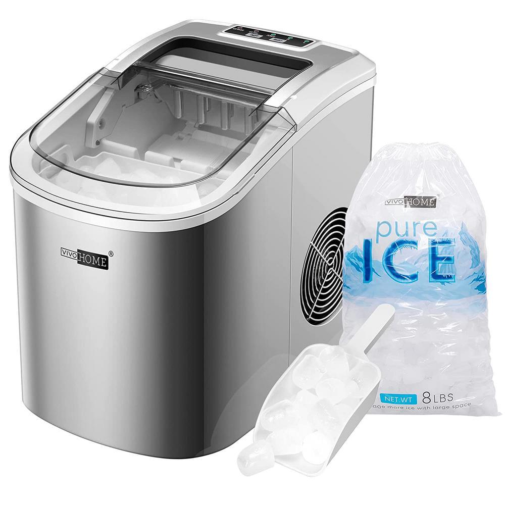 VIVOHOME 27lbsDay Electric Portable Ice Cube Maker with Hand Scoop and Self Cleaning Function in Sliver