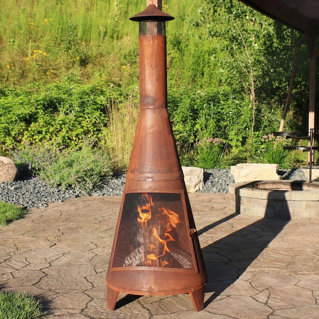 Sunnydaze Decor RCM-504 70-in H x 23.5-in D x 23.5-in W Orange Steel Chiminea