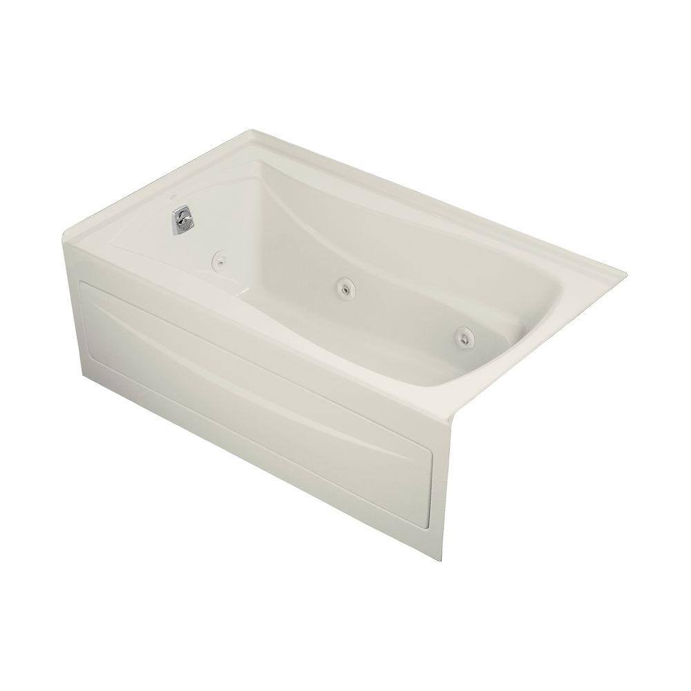 KOHLER Mariposa 5 ft. Left-Hand Drain with Integral Farmhouse Flange Rectangular Alcove Whirlpool Bathtub in White K-1239-LA-0