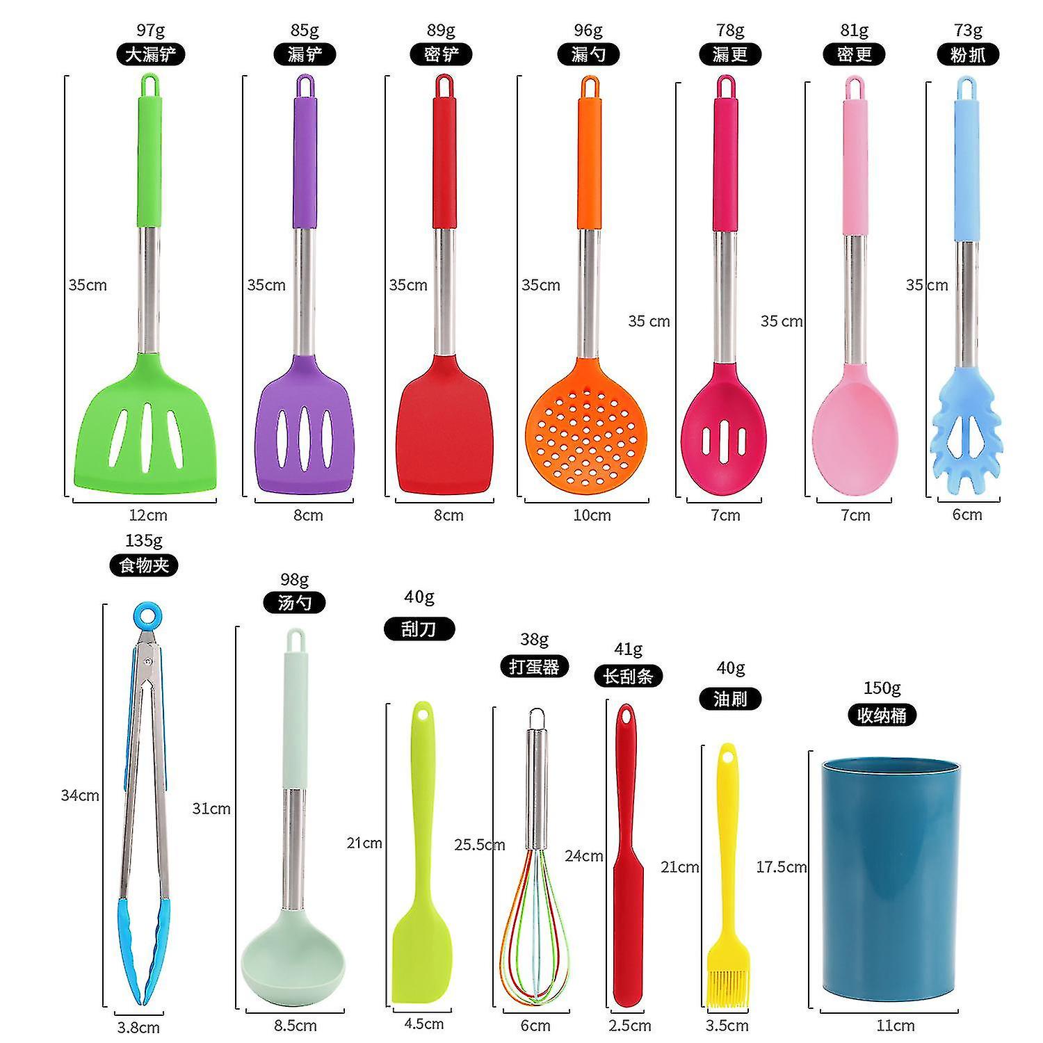 Kitchen Utensil Set 14pcs Silicone Cooking Kitchen Utensils Set Cooking Tools Turner Tongs Spatula Spoon