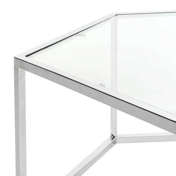 SAFAVIEH Eliana Glass Chrome Hexagon Coffee Table - 36.2