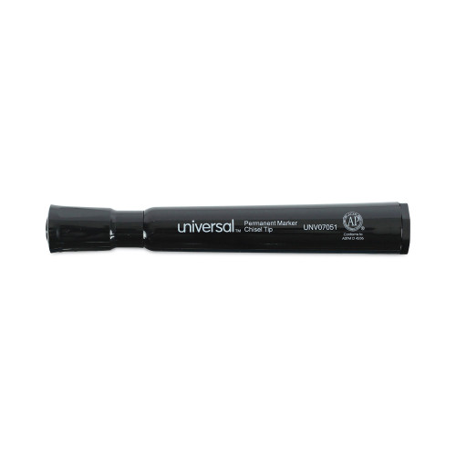 Universal Chisel Tip Permanent Marker， Broad， Black， Dozen (07051)