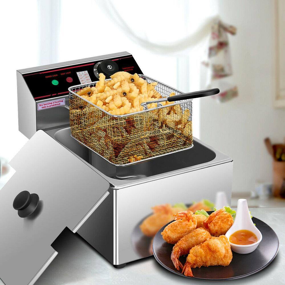 Costway 6.3 qt. Silver Deep Fryer with Multiple Safety GHM0102