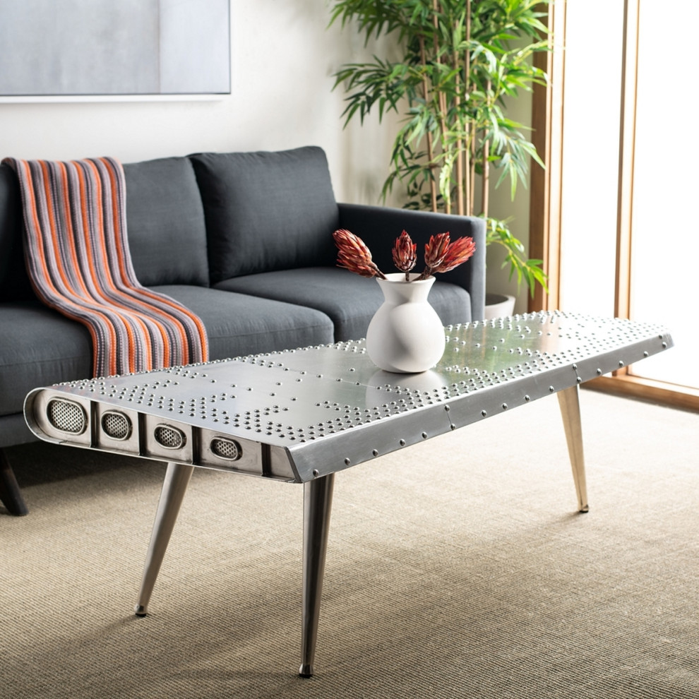 Taris Coffee Table Silver   Industrial   Coffee Tables   by Peachtree Fine Furniture  Houzz