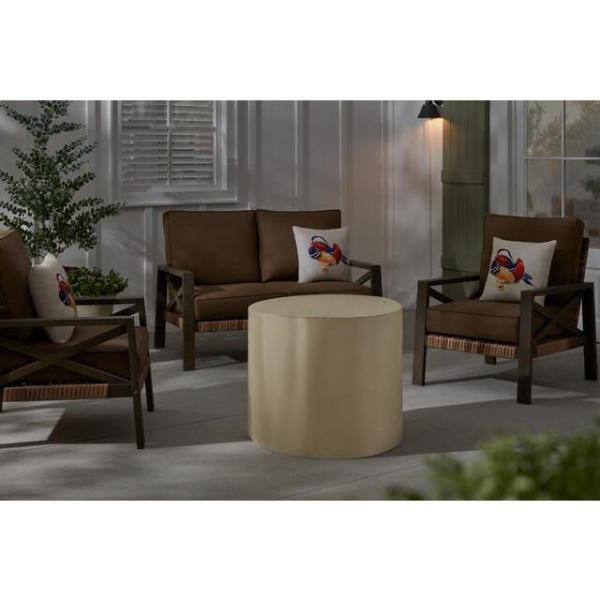 Hampton Bay 27 in. W x 24 in. H Round Barrel Fire Table FP21557-M