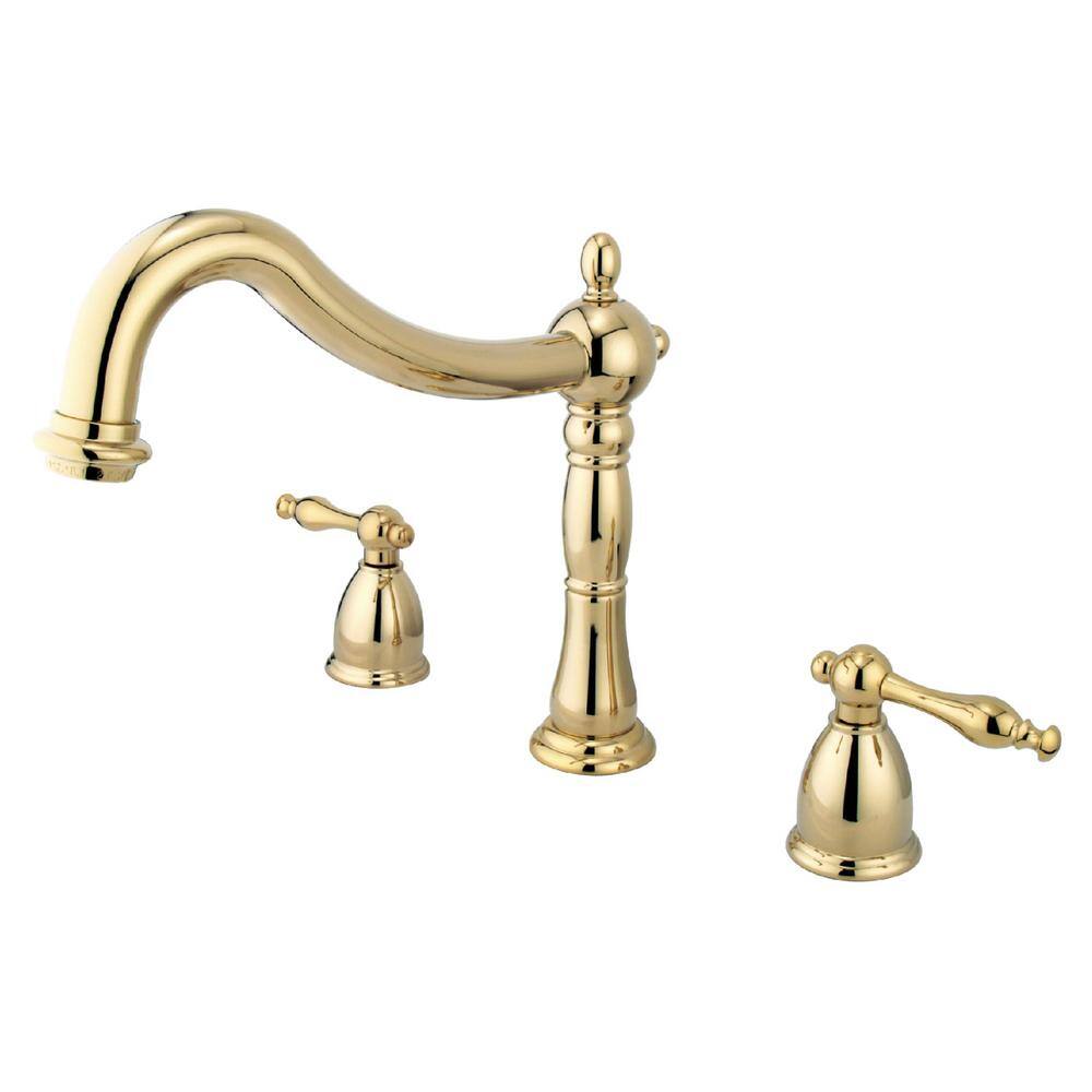 Kingston Brass Naples 2-Handle Deck Mount Roman Tub Faucet in Polished Brass HKS1342NL