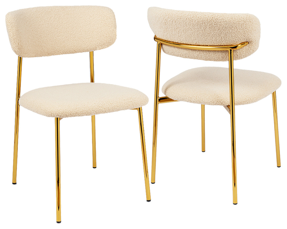 Set of 2 Sherpa Golden Frame Side Chairs   Midcentury   Dining Chairs   by Duhome inc  Houzz