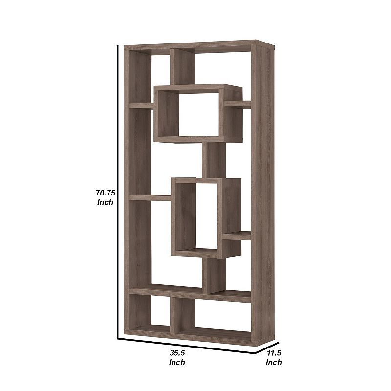 Splendid Geometric Cubed Rectangular Bookcase， Gray