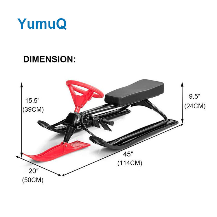 YumuQ Winter Sports Durable Snow Sled  Plastic Strong Steering Bike Kids Snow Sled