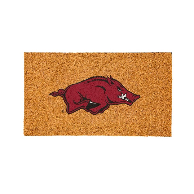 Evergreenncaaarkansas Razorbacks Logo Natural Coir 28 X 16 Inches Indoor Outdoor Doormat