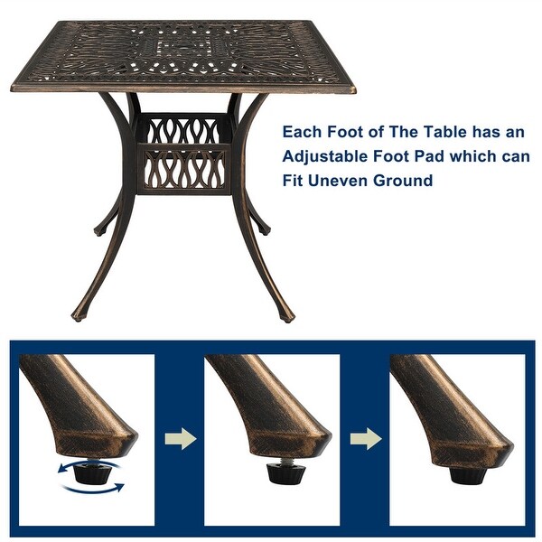 35 in. Outdoor Patio Square Cast Aluminum Table