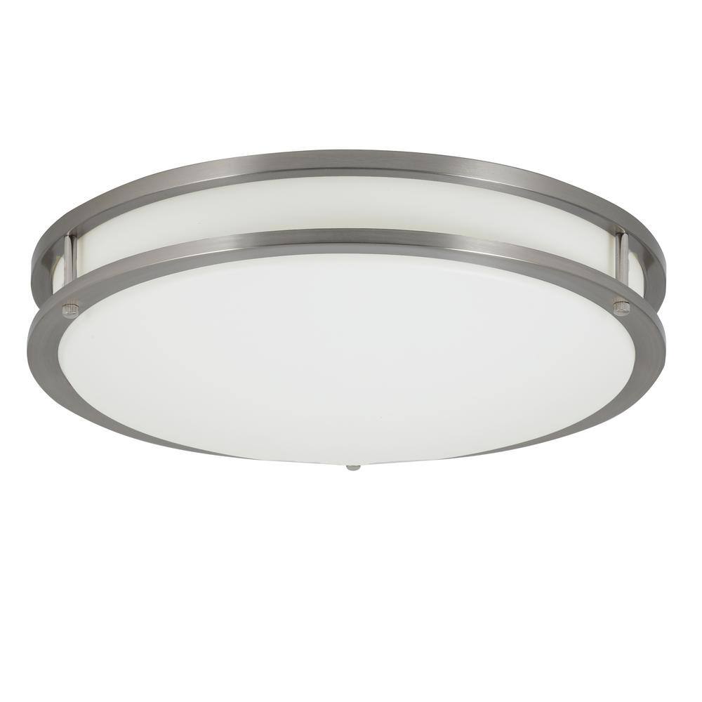 Commercial Electric 16 in. Smart Round RGB Color Selectable LED Brushed Nickel Flush Mount Powered by Hubspace DC016LEDHUB