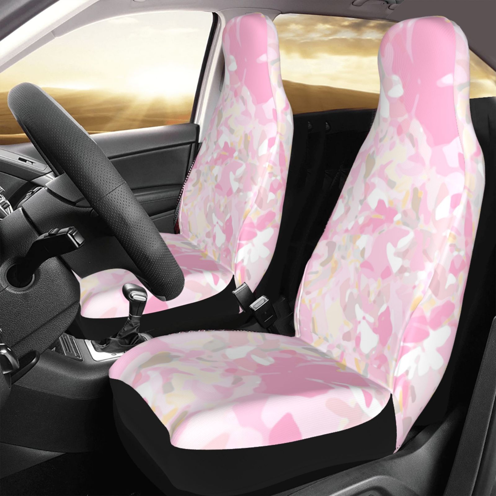 Gorgeous Camouflage Pattern Car Front Seat Covers Protectors ， Romantic Automotive Seat Covers for Cars Trucks Suv