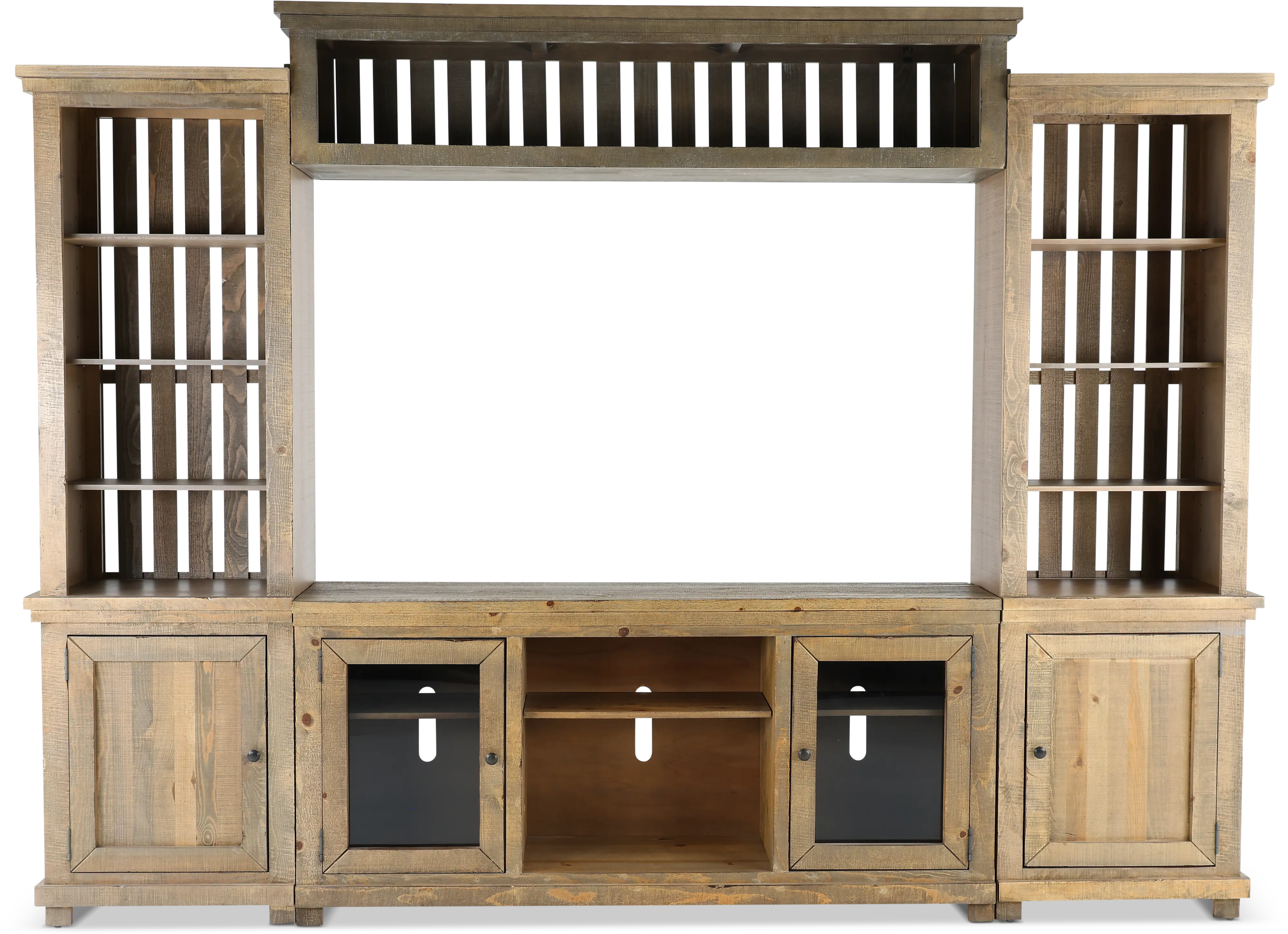 Willow Weathered Gray 4 Piece Rustic Entertainment Center