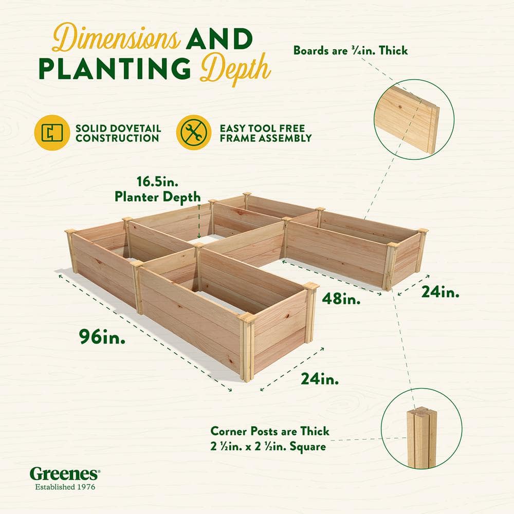 Greenes Fence 8 ft. x 8 ft. x 16.5 in. Premium Cedar U-Shaped Raised Garden Bed RCUSB