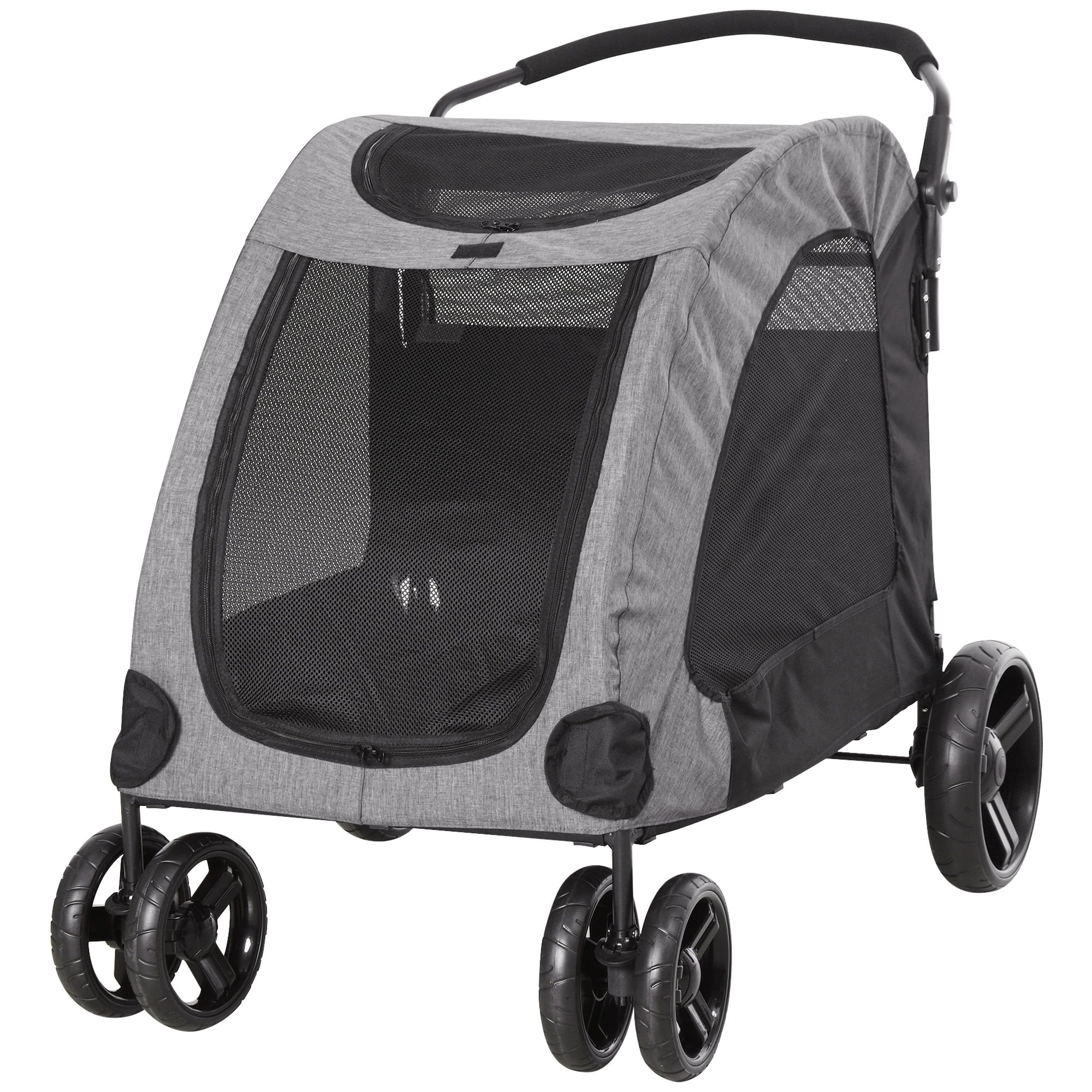 PawHut Foldable Dog Stroller with Storage Pocket， Oxford Fabric for Medium or Large Size Dogs， Grey